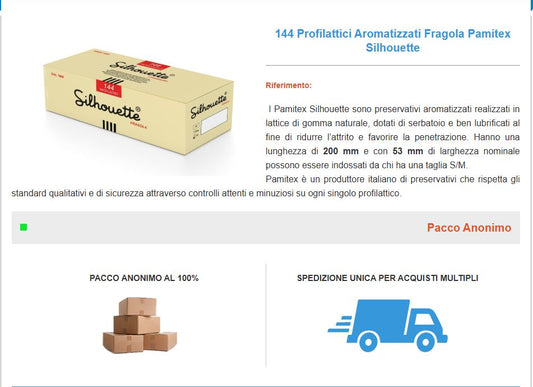 Preservativi pamitex fragola silhouette x144 - pacco anonimo