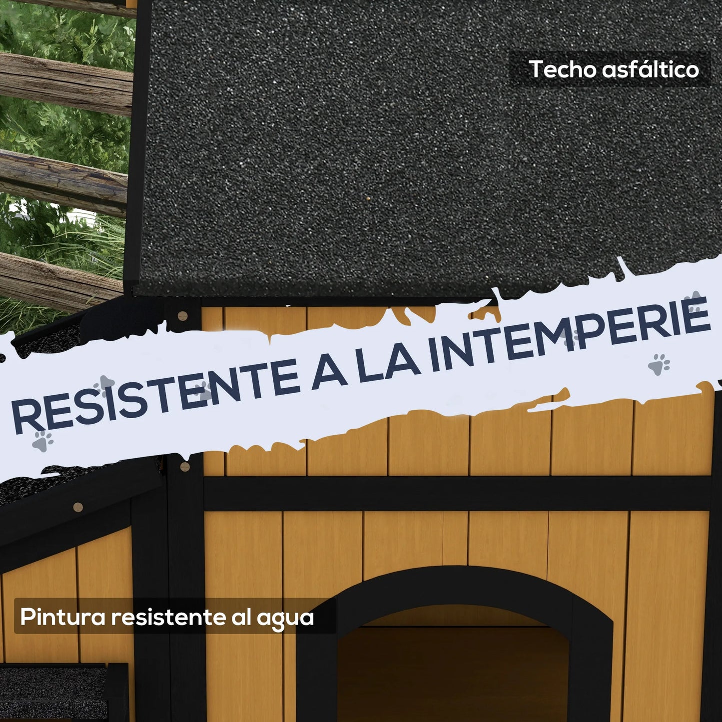 Cuccia per gatti in legno a 2 livelli con vaso 96X65X85,5 cm - ITALYSALDI.IT