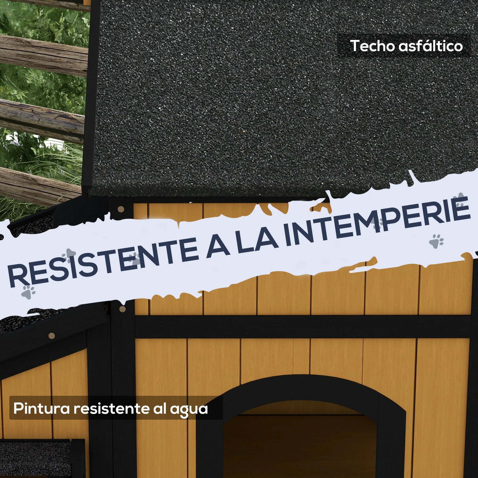 Cuccia per gatti in legno a 2 livelli con vaso 96X65X85,5 cm - ITALYSALDI.IT